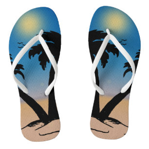 Summer Beach Palm Trees Flip Flops