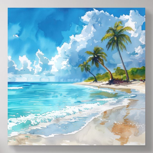 Summer Beach Paradise Acrylic Photo Tile (Front Set)