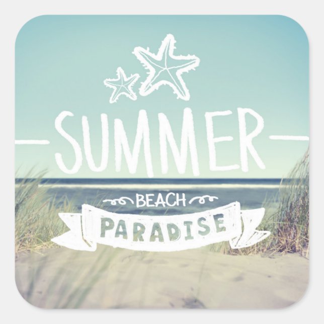 Summer Beach Paradise Square Sticker (Front)