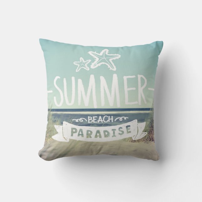 Summer Beach Paradise Throw Pillow (Front)