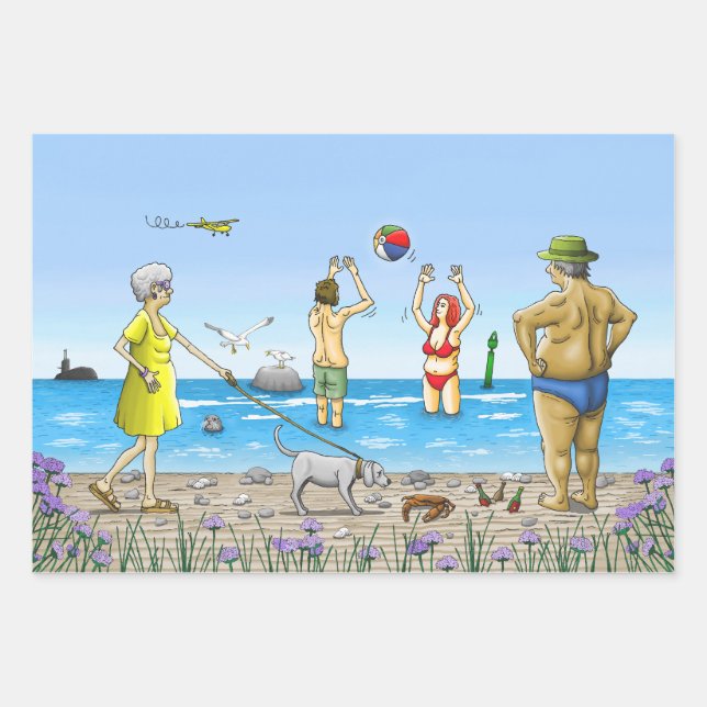 Summer Beach Party Gathering Wrapping Paper Sheets (Front)