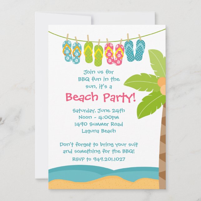 Summer Beach Party Invitation (Front)