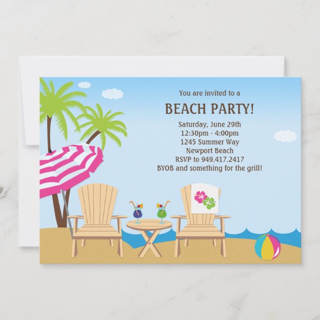 Summer Beach Party Invitation (Front)