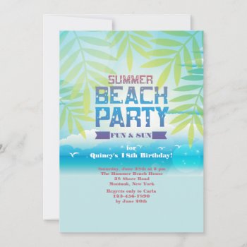 Summer Beach Party Invitation by heartfeltclub at Zazzle