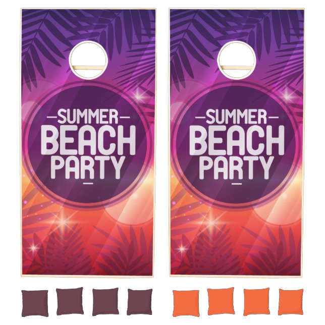 Summer Beach Party Night Cornhole Set (Set)