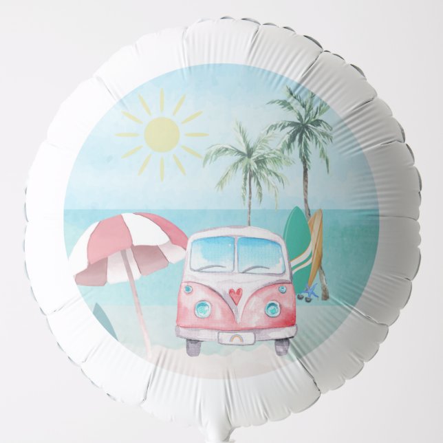 Summer Beach Party Palm Trees Ocean Balloon (Front)