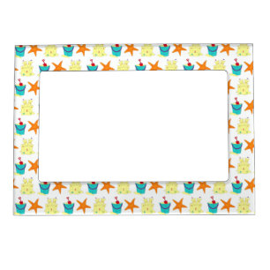 Summer Beach Party Sandcastle Starfish Pail Shovel Magnetic Frame