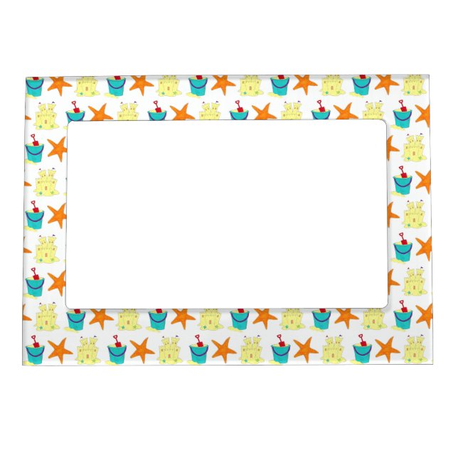 Summer Beach Party Sandcastle Starfish Pail Shovel Magnetic Frame (Front)