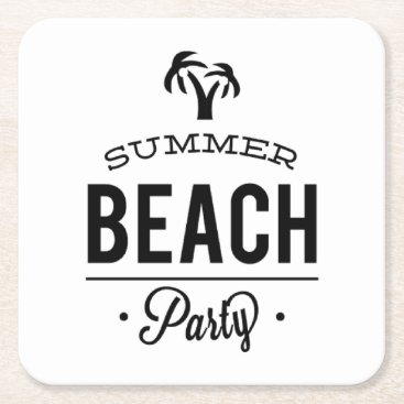 Summer Beach Party Square Paper Coaster Summer Beach Party Square Paper Coaster
