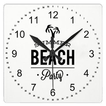 Summer Beach Party Square Wall Clock Summer Beach Party Square Wall Clock