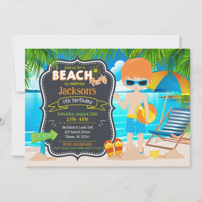 Summer Beach Party Tropical Boy Birthday Invitation (Front)