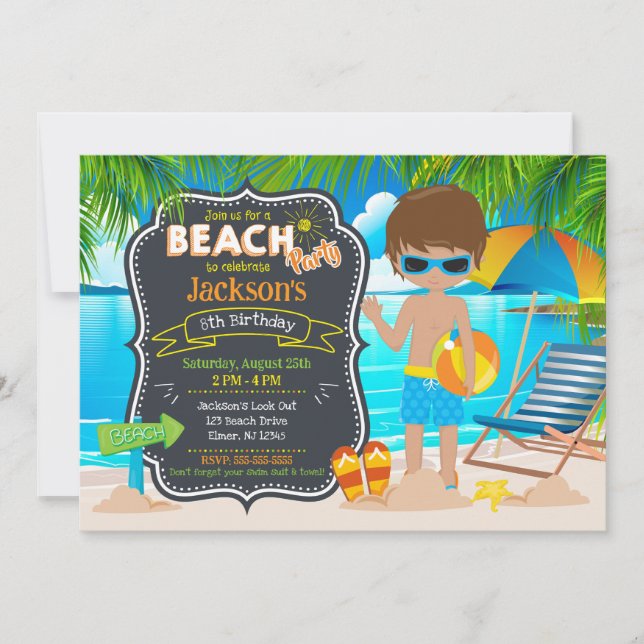 Summer Beach Party Tropical Boy Birthday Invitation (Front)
