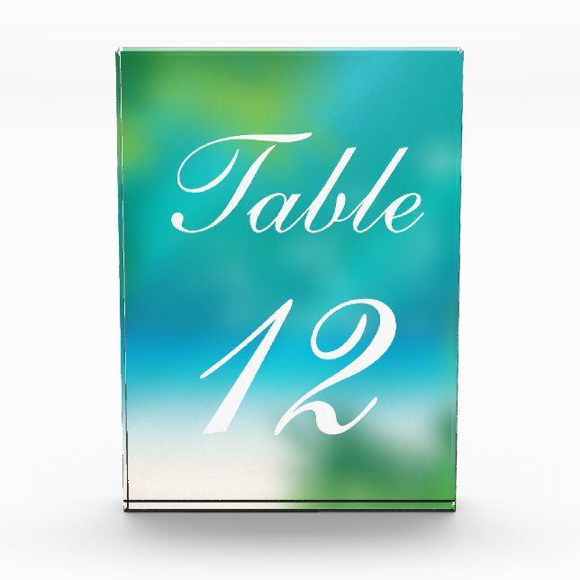Summer Beach Party Wedding Table Number Acrylic Award (Front)