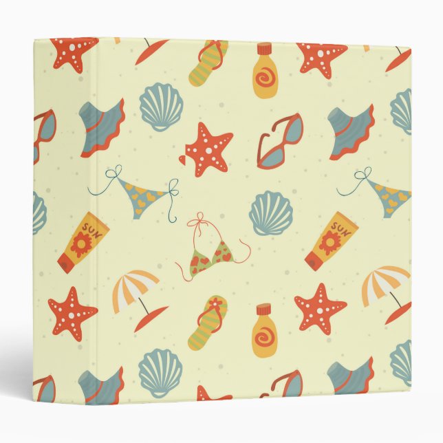 Summer Beach Pattern 3 Ring Binder (Front/Spine)