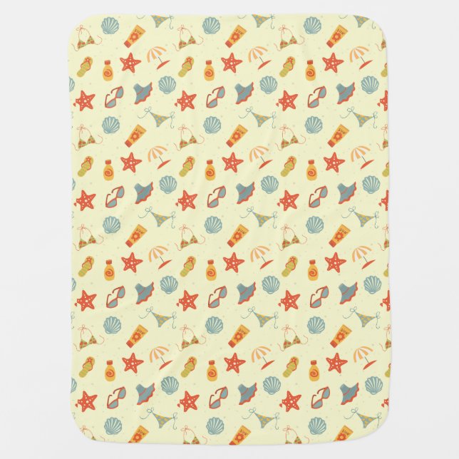 Summer Beach Pattern Baby Blanket (Front)