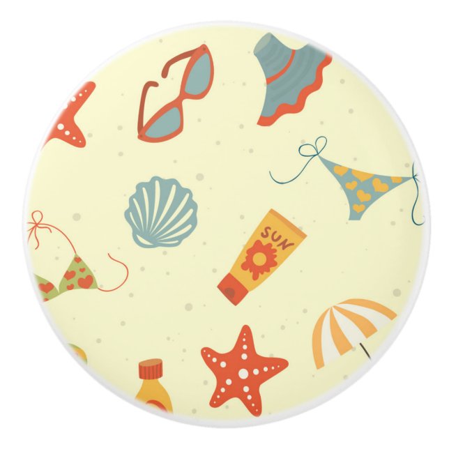 Summer Beach Pattern Ceramic Knob (Front)