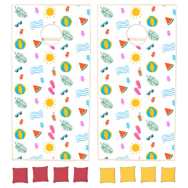 Summer Beach Pattern Cornhole Set (Set)