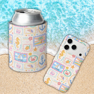 Summer Beach Pattern Cute Beach  Can Cooler