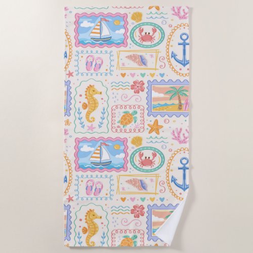 Summer Beach Pattern Cute Beach  Towel