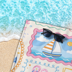 Summer Beach Pattern Cute Beach  Towel