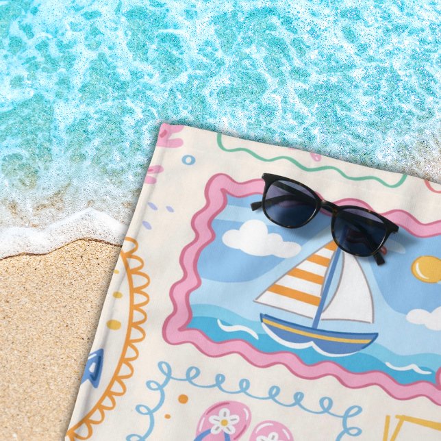 Summer Beach Pattern Cute Beach  Towel (Creator Uploaded)