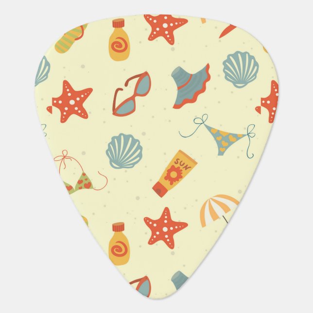 Summer Beach Pattern Guitar Pick (Front)