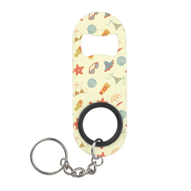Summer Beach Pattern Keychain Bottle Opener (Front)