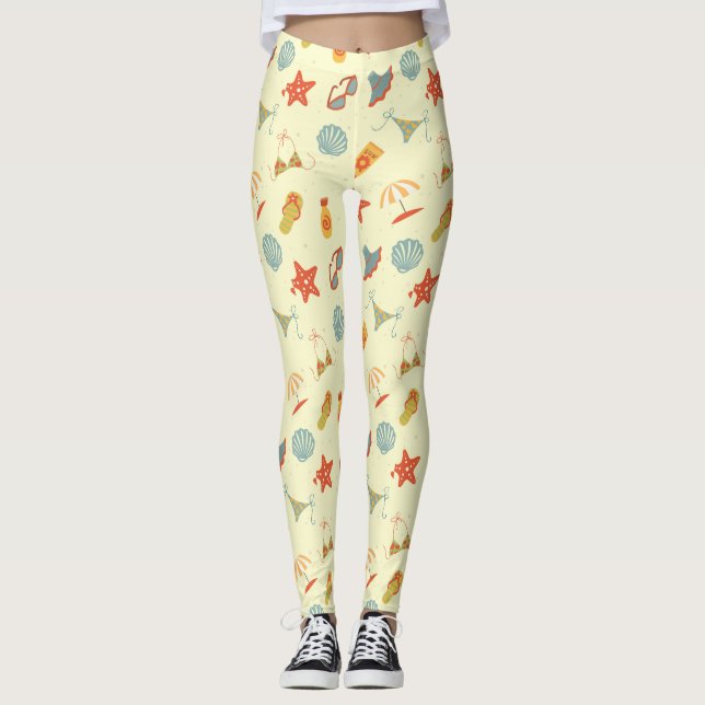 Summer Beach Pattern Leggings (Front)