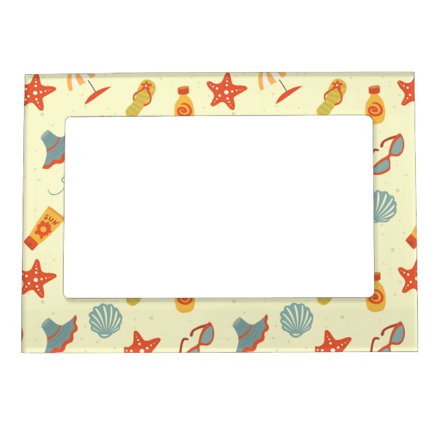 Summer Beach Pattern Magnetic Picture Frame (Front)