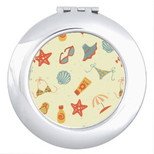 Summer Beach Pattern Makeup Mirror