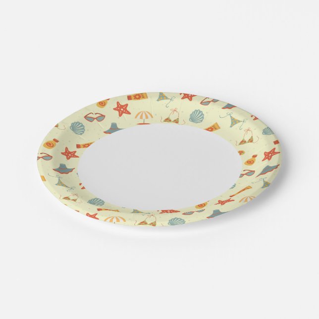 Summer Beach Pattern Paper Plates (Angled)