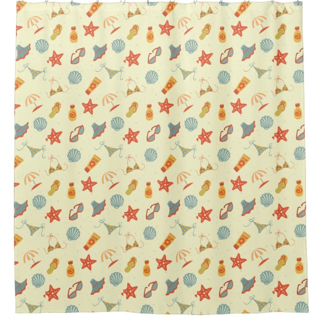 Summer Beach Pattern Shower Curtain (Front)