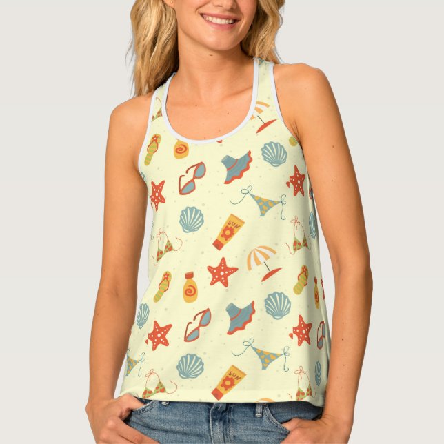 Summer Beach Pattern Tank Top (Front)