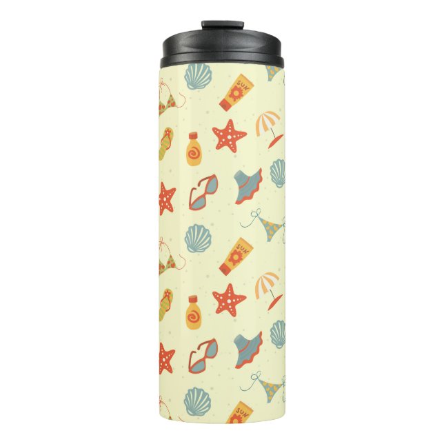 Summer Beach Pattern Thermal Tumbler (Front)