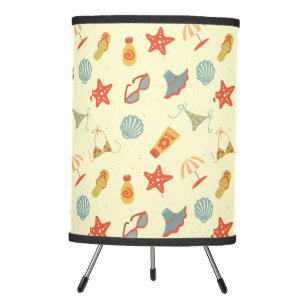 Summer Beach Pattern Tripod Lamp