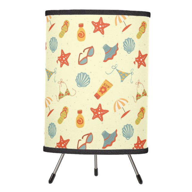 Summer Beach Pattern Tripod Lamp (Front)