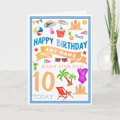 Summer Beach Personalized Birthday Card