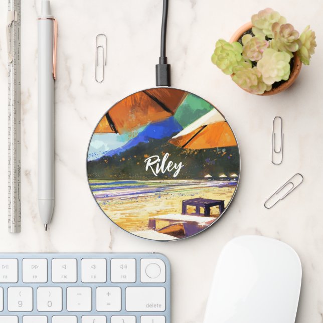 Summer Beach Personalized Wireless Charger (Desk)