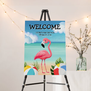 Summer Beach Pink Flamingo Baby Shower Foam Board