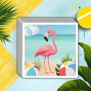 Summer Beach Pink Flamingo Baby Shower Napkins