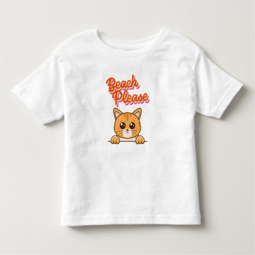   Summer Beach Please Cute Cat Boy Toddler T_shirt