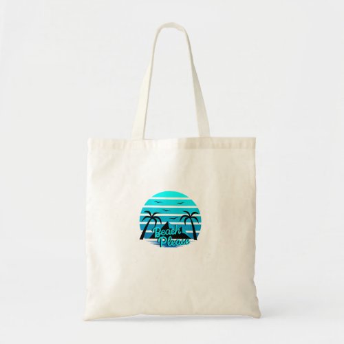 Summer Beach Please Palm Tree Blue Tote Bag