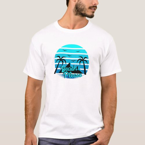 Summer Beach Please Trees Blue T_Shirt