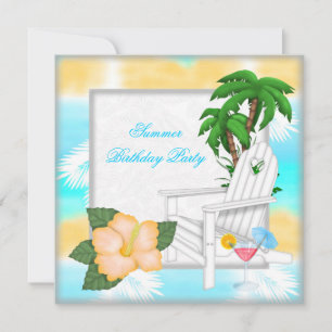 Summer Beach Pool Cocktail Birthday Party Invitation