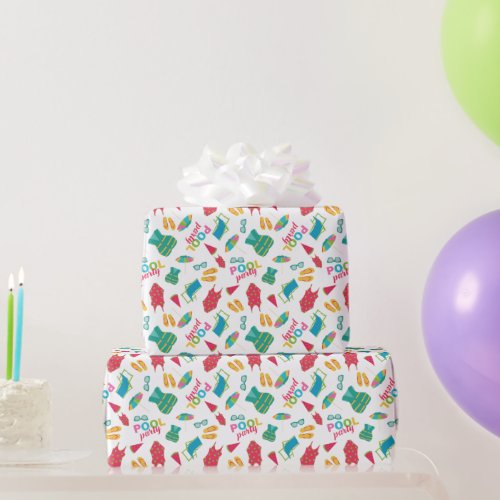 Summer Beach Pool Party Birthday Colorful Cute Wrapping Paper