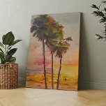 Summer Beach Postcards - 2/3 Canvas Print<br><div class="desc">Beach paintings are very popular among both artists and collectors. They are often seen as a way to escape the hustle and bustle of everyday life and to find a moment of peace.</div>