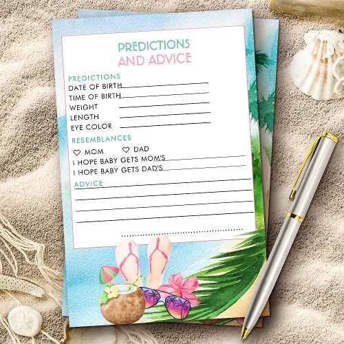 Summer Beach Predictions and Advice Card