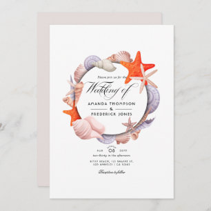 Summer Beach QR Code RSVP Wedding Invitation