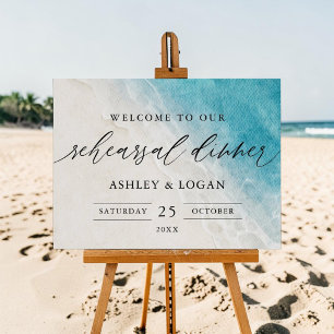 Summer Beach Rehearsal Dinner Welcome Sign