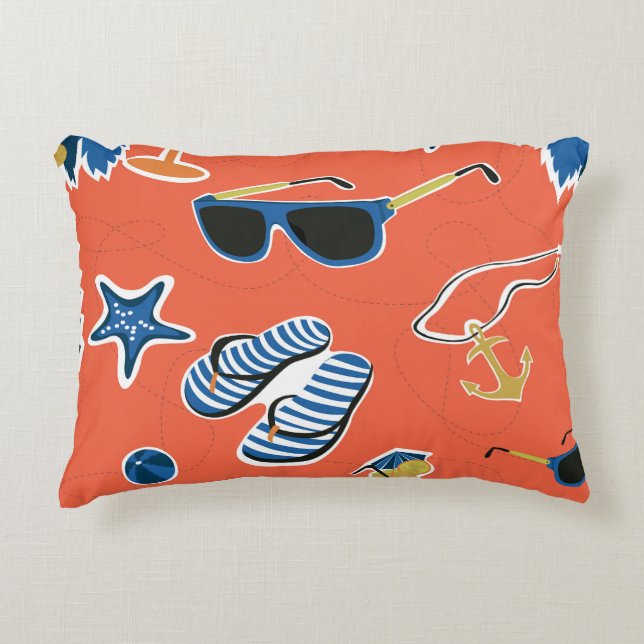 Summer Beach: Relaxing Seamless Pattern. Accent Pillow (Front)